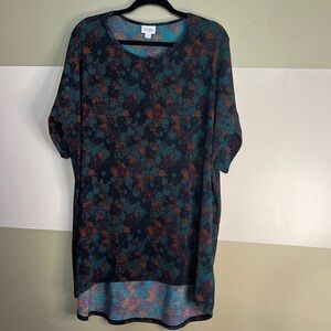 LulaRoe Irma Printed High Low Short Sleeve Top Size XL